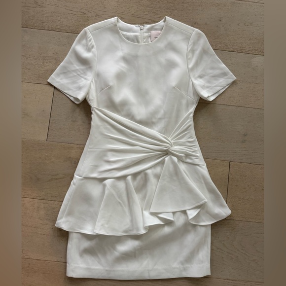 CINQ A SEPT Fontaine crepe peplum dress IVORY 4 - Picture 7 of 9